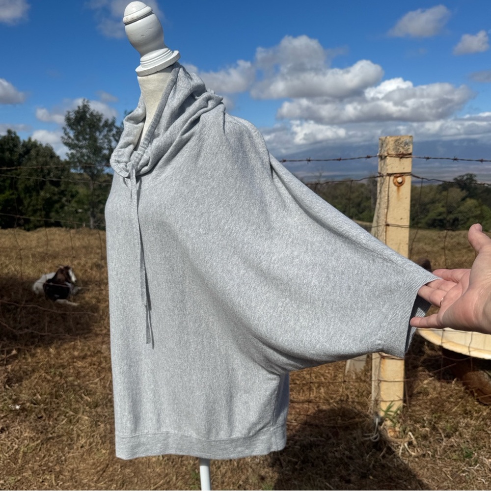 Pure J Jill Gray Poncho Sweater organic cotton  cashmere Draped neck large - Picture 3 of 5